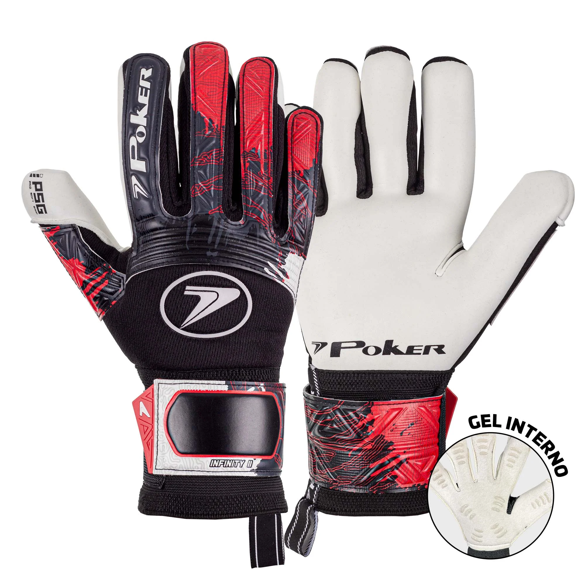 Luva Poker Profissional Infinity II - Preto, Branco e Vermelho