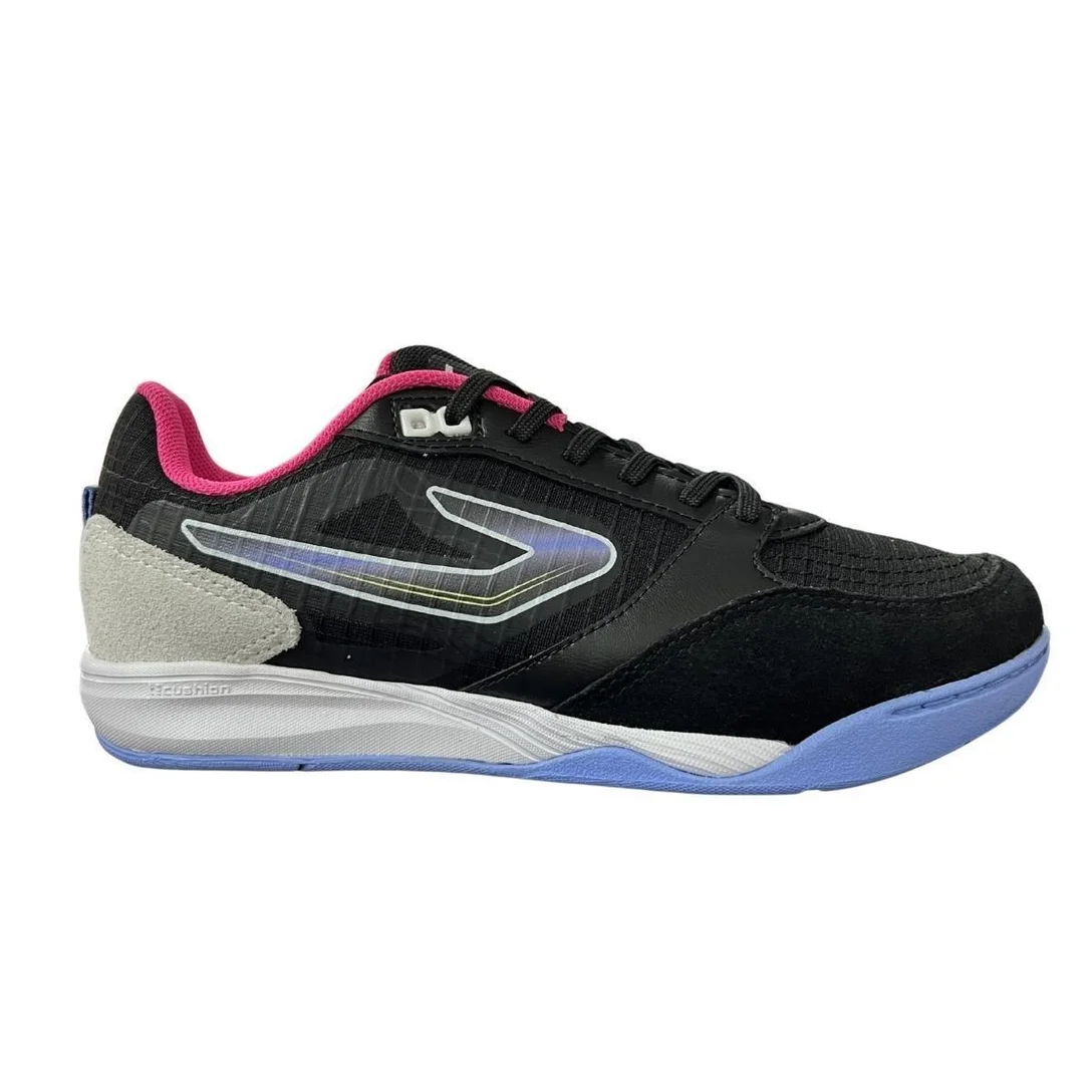 Chuteira Futsal Topper Letra V - Preto, Branco, Azul e Rosa