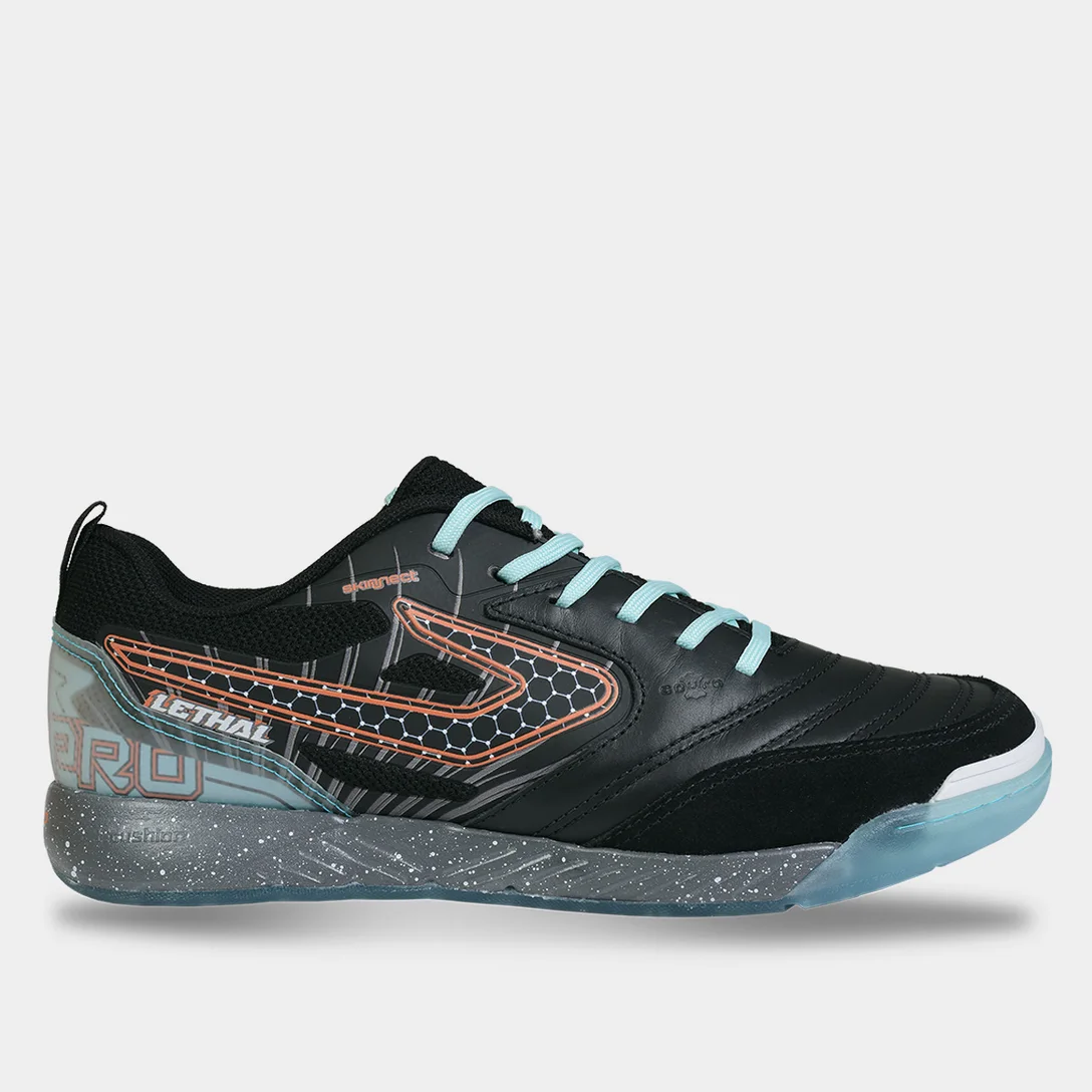 Chuteira Futsal Topper Lethal Grafeno - Preto, Laranja e Azul
