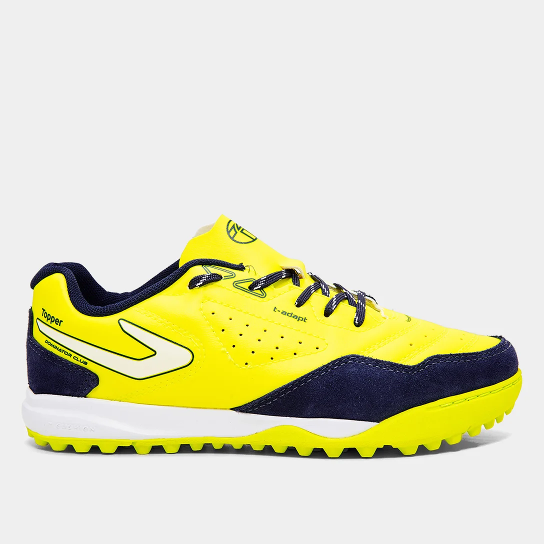 Chuteira Society Infantil Topper Dominator Club V - Amarelo, Azul Marinho e Branco