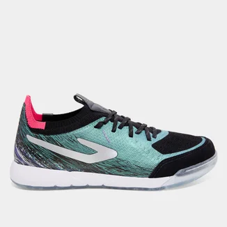 Chuteira Futsal Topper Dominator Fuse II - Preto, Prata e Rosa