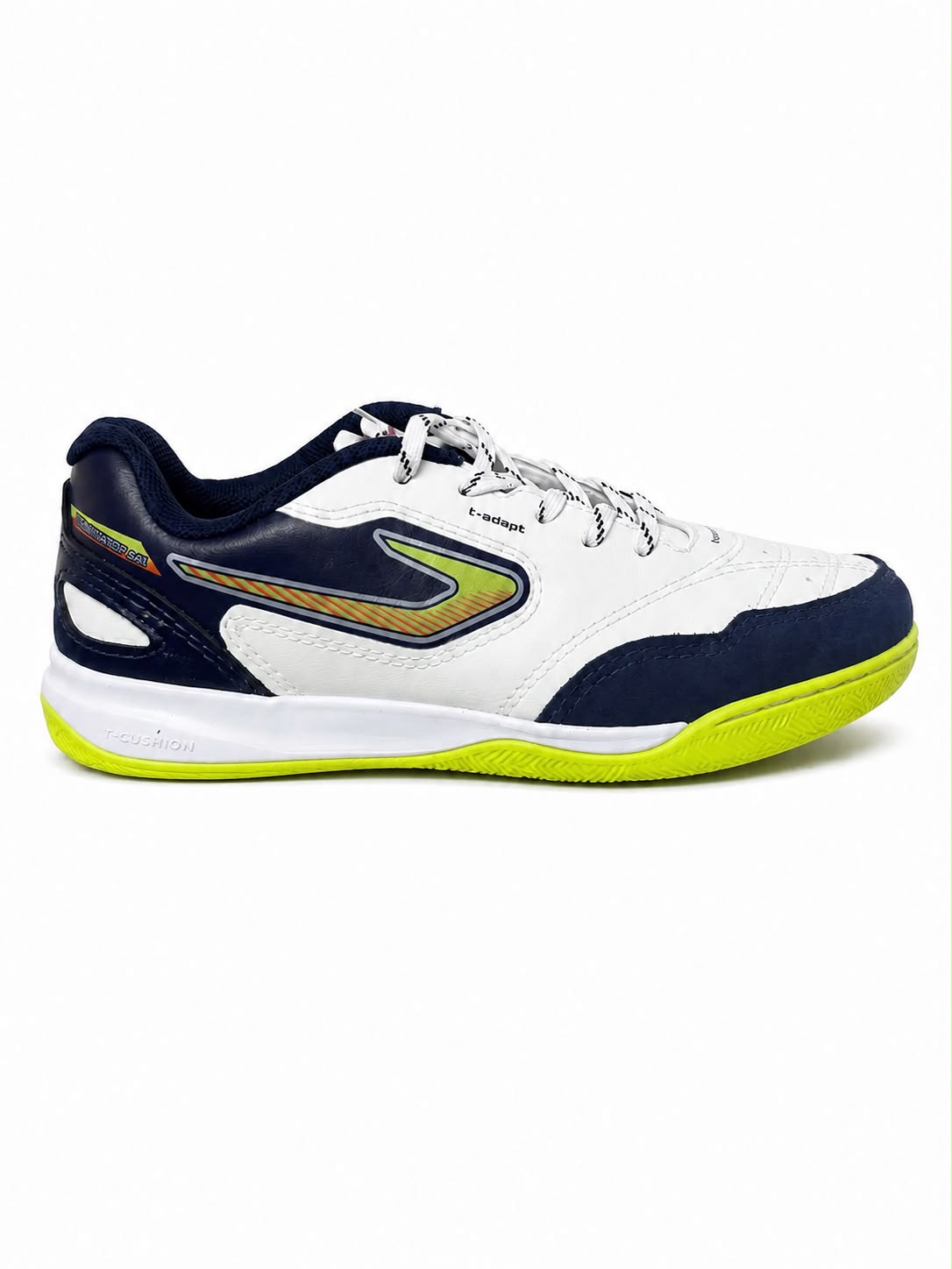 Chuteira Futsal Infantil Topper Dominator Play - Branco, Azul Marinho e Verde
