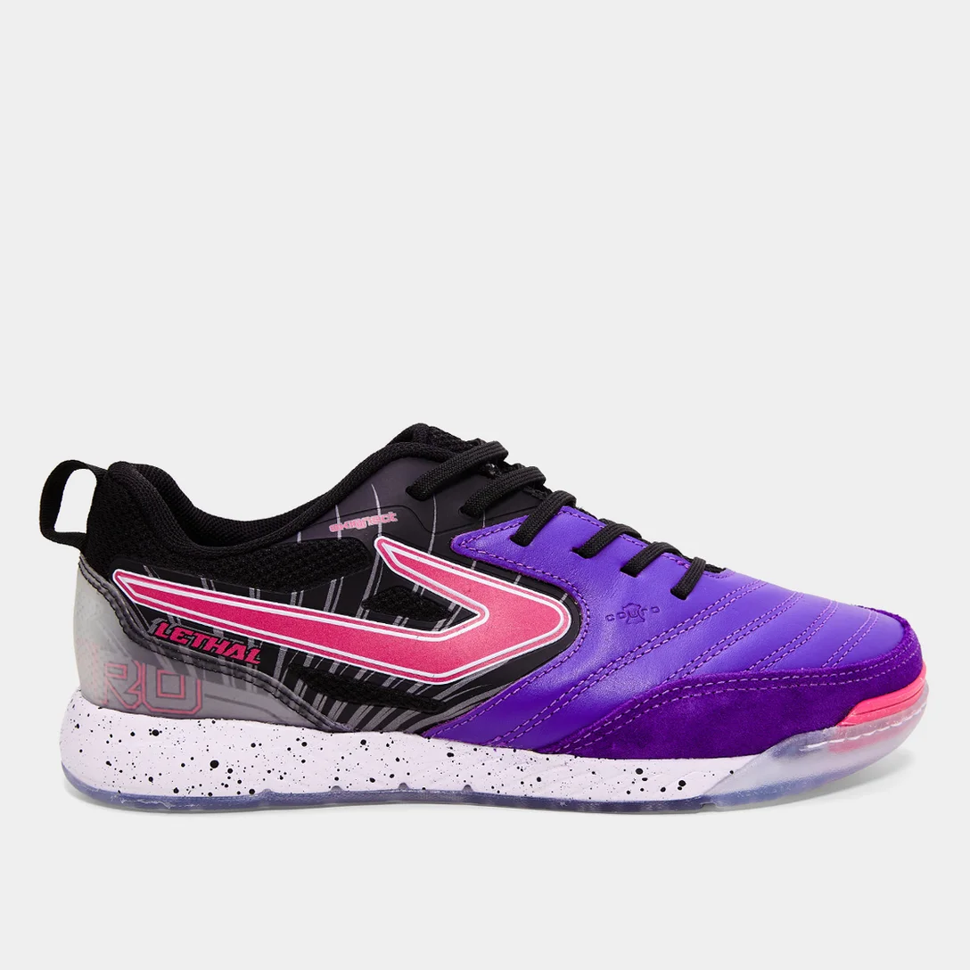 Chuteira Futsal Topper Lethal - Roxo, Preto e Rosa