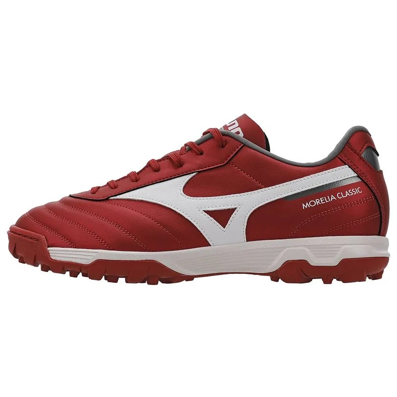 Chuteira Society Mizuno Morelia Classic Unissex - Vermelho, Branco e Prata