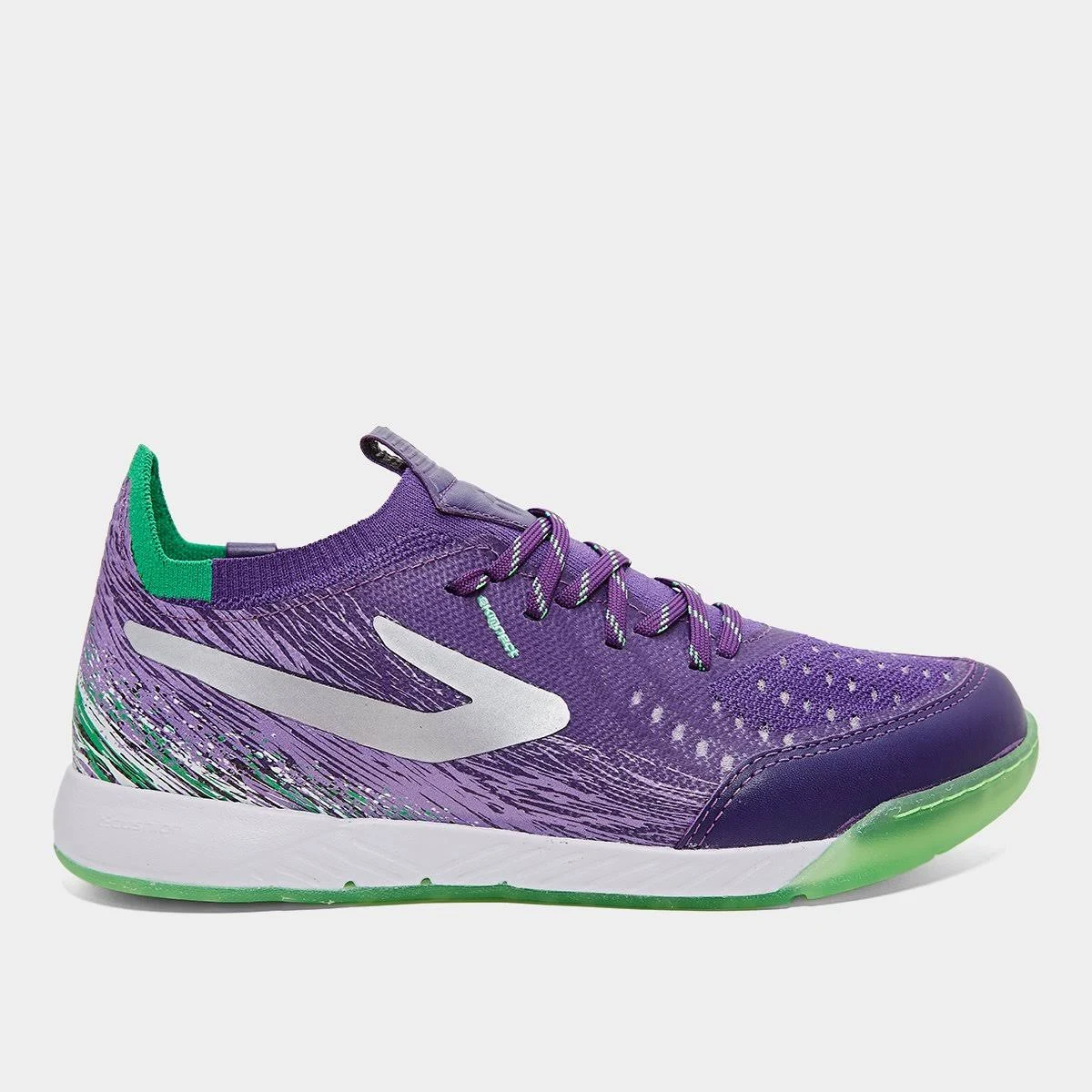 Chuteira Futsal Infantil Dominator Fuse II - Roxo e Verde